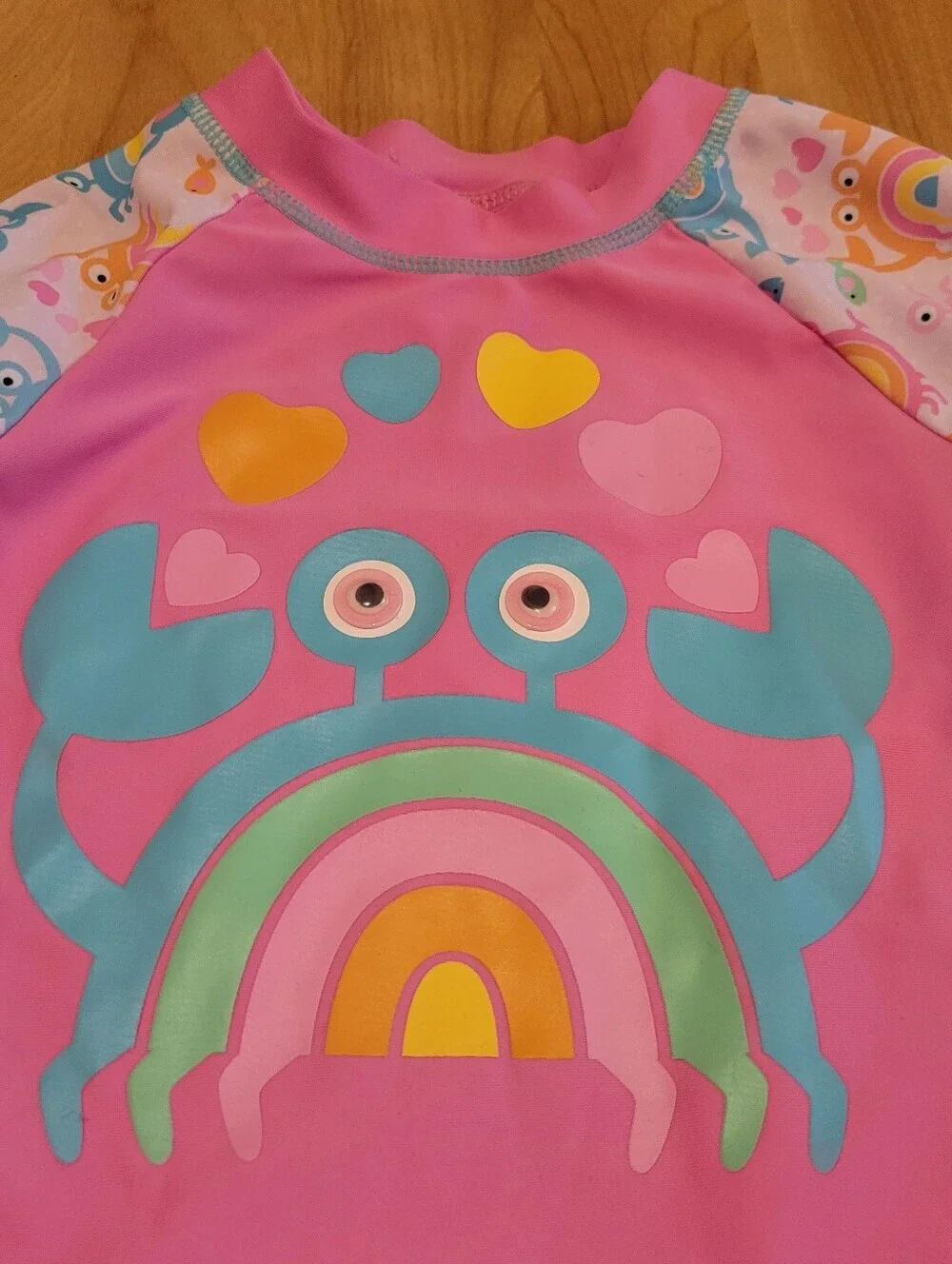 Sol Swim Toddler Pink Crab Rash Guard Swim Set Size 2T New